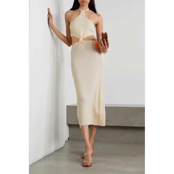 Cult Gaia Cameron Cutout Ribbed Knit Halter Neck Midi Dress Size XS Vacation